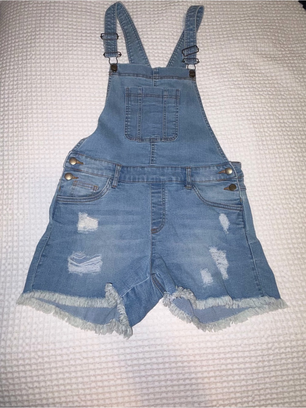 Light Wash Denim Short Overalls for Kids